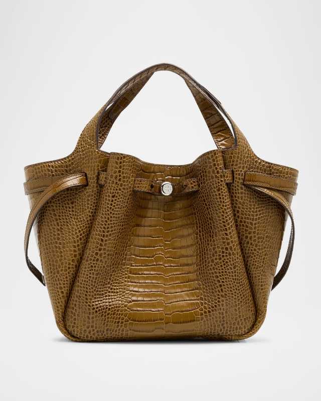 Romy Small Belted Croc-Embossed Tote Bag